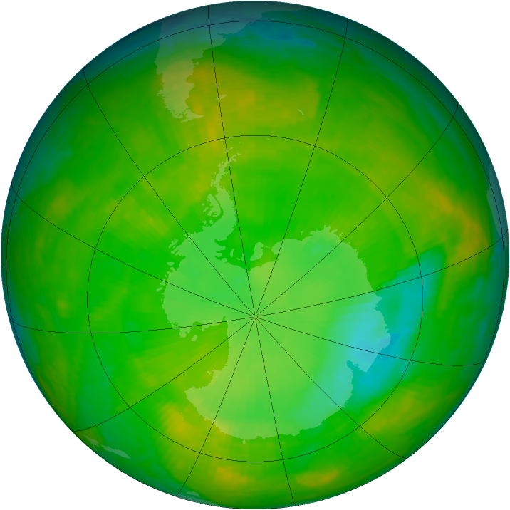 Antarctic ozone map for 20 November 2002